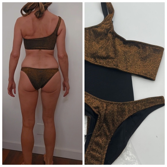 TRIANGL Melrose gold honey sparkle lurex  Bikini Set photo sample s - Picture 4 of 6